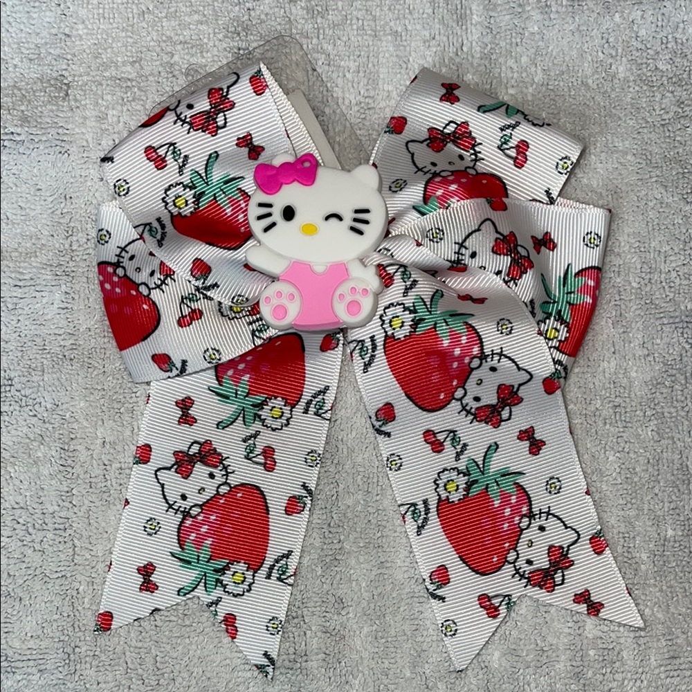 Hello Kitty Strawberry Hair Bow - Pink White red nwt